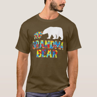 Camiseta Autismo Sensibilização Vovó Urso Quebra-cabeça de 
