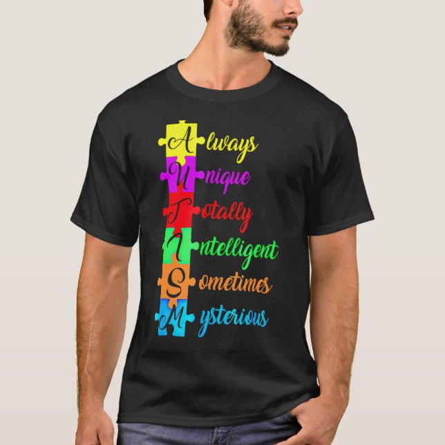 Camiseta Autismo Sigla E Peça Do Quebra-Cabeça  Diversão Co (Frente)