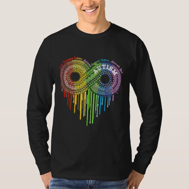 Camiseta Autismo Símbolo Infinito Arco Arco-Íris Sensibiliz (Frente)