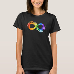 Camiseta Autismo Símbolo Infinito Arco-Íris Autismo Criança
