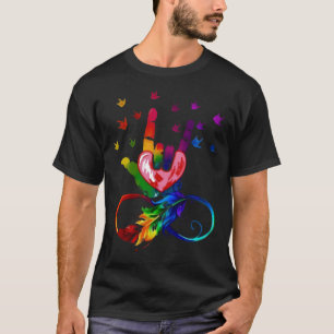 Camiseta Autismo Símbolo Infinito Símbolo Asl Linguagem de
