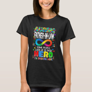 Camiseta Autismo Sogro Criando Herói Groovy Autismo Conscie