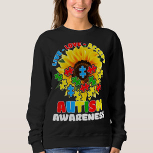 Camiseta Autismo Sunflower Awarsm Live Love Accept Autist