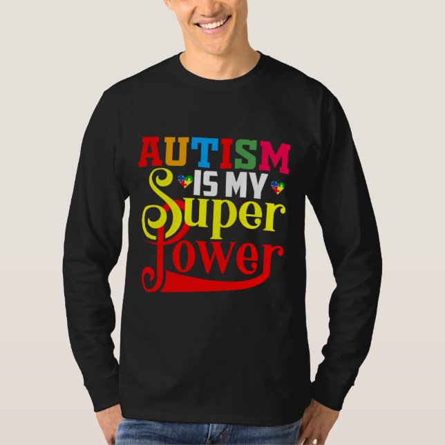 Camiseta Autismo Super Poder Para Autismo Autismo Mãe A (Frente)