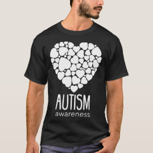 Camiseta Autismo-Suporte Com Corações Quebra-cabeça Adoram 
