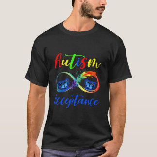 Camiseta Autismo Vermelho Em vez de Borboleta de Aceitação 