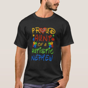 Camiseta Autismo Veste Tia Orgulhosa Dos Homens Do Sobrinho
