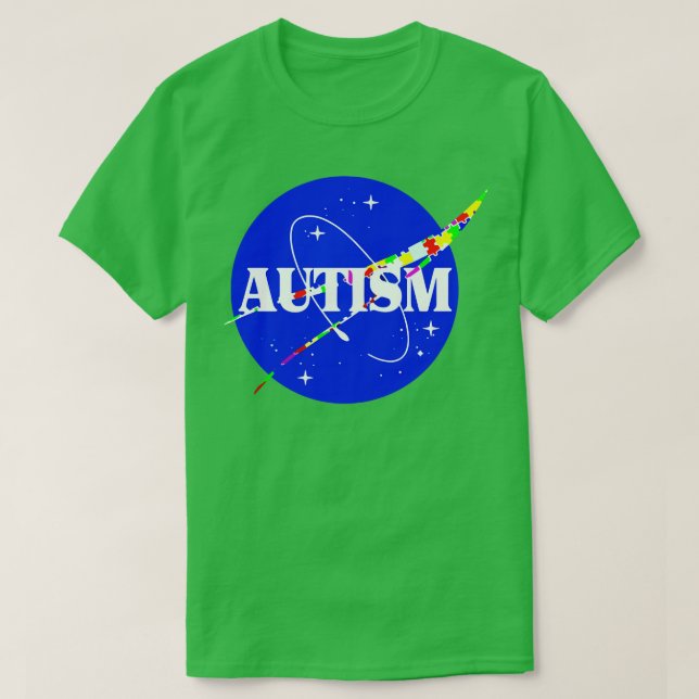 Camiseta Autismo Viagem de espaço (Frente do Design)