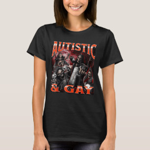 Camiseta Autista E Gay Engraçado Esqueleto Duro Meme Bootle
