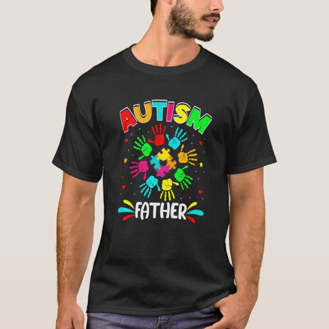Camiseta Autista Padre Quebra-cabeça de Suporte Familiar Au (Frente)