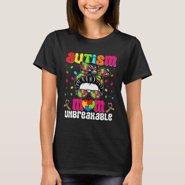 Camiseta Autistic Autism Awareness Mom Life Women Cute Moth (Frente)