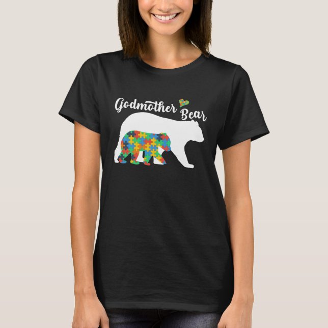 Camiseta Autistic Support Autism Awareness Godmother Bear M (Frente)