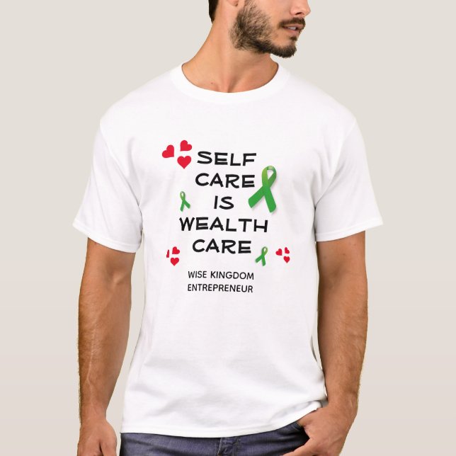 Camiseta AUTO CUIDADO É CUIDADO DA RIQUEZA Saúde Mental Cri (Frente)