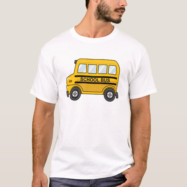 Camiseta Auto escolar amarelo e preto dos desenhos animados (Frente)