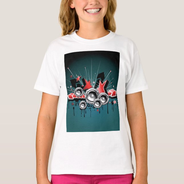 Camiseta Auto-falantes com gráficos de música Áudio (Frente)