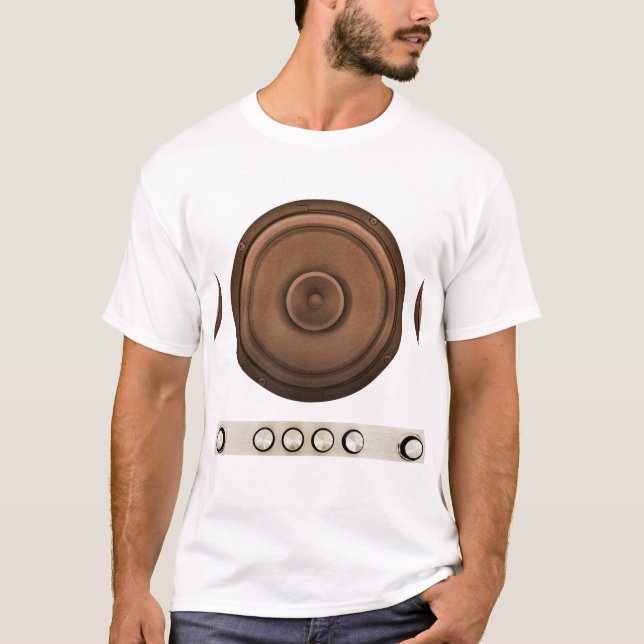 Camiseta Auto-falantes retrorreflectores: castanho, branco  (Frente)