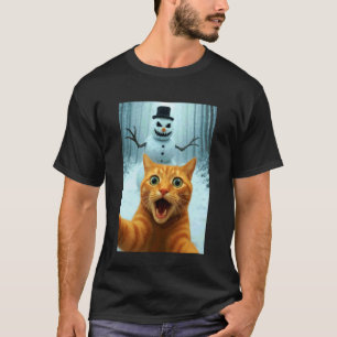 Camiseta Auto-retrato de Gato Homem de Neve Assustador Nata