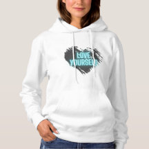 "Autoamor Hoodie - Branco com Coração Preto e Neon