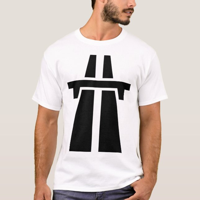 Camiseta Autoestrada, Auto-estrada, Autobahn - Preto (Frente)