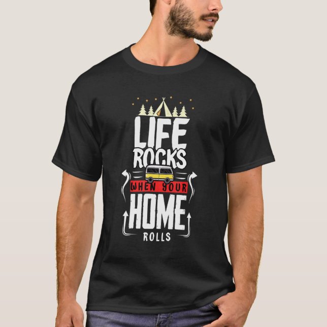 Camiseta Autohome Rv Camping Camper Life Foge Quando Seu H (Frente)
