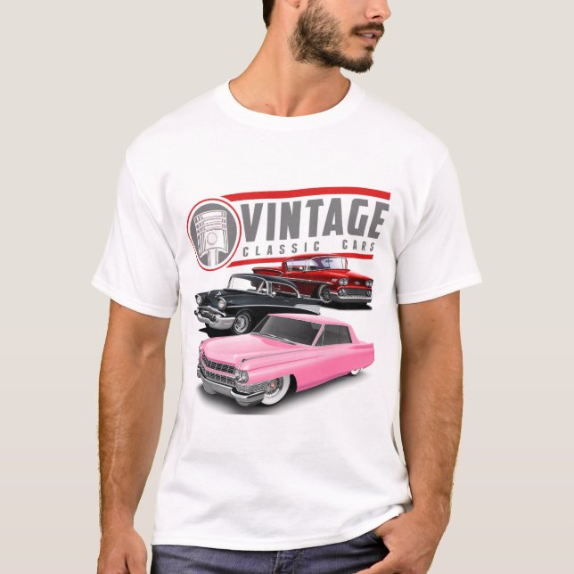 Camiseta Automóveis clássicos retrorreflectores (Frente)