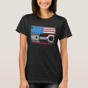 Camiseta Automóveis Mecânicos De Bandeira Americana Vintage