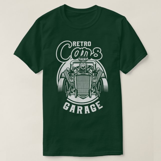 Camiseta Automóveis Retro Clássico de Garagem Antigo Automó (Frente do Design)