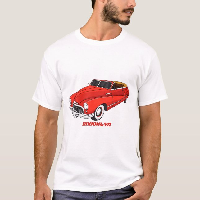 Camiseta Automóvel clássico vermelho 1948 (Frente)