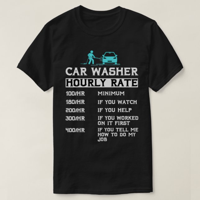 Camiseta Automóvel de lavagem de automóveis de taxa horária (Frente do Design)