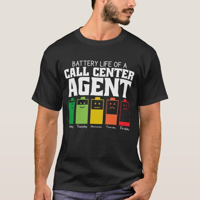 Camiseta Autonomia Da Bateria De Um Agente Do Call Center (Frente)