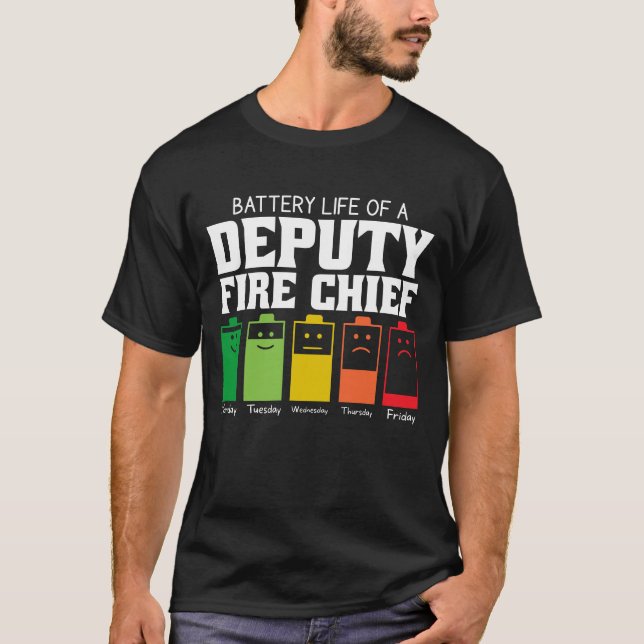 Camiseta Autonomia Da Bateria De Um Chefe-Bombeiro Adjunto (Frente)