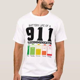 Camiseta Autonomia Da Bateria De Um Comunicador 911
