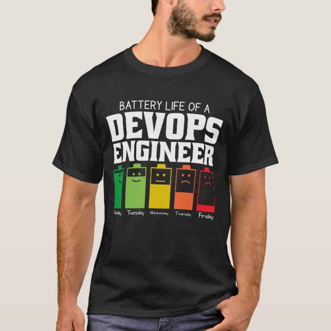 Camiseta Autonomia Da Bateria De Um Engenheiro De Devops (Frente)