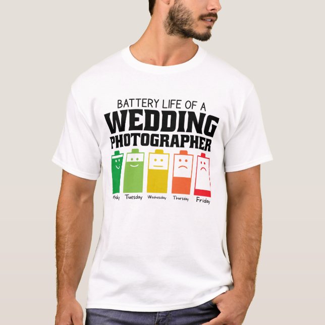 Camiseta Autonomia Da Bateria De Um Fotógrafo De Casamento (Frente)