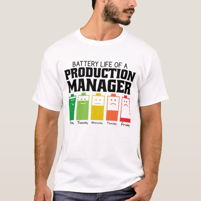 Camiseta Autonomia Da Bateria De Um Gerente De Produção (Frente)
