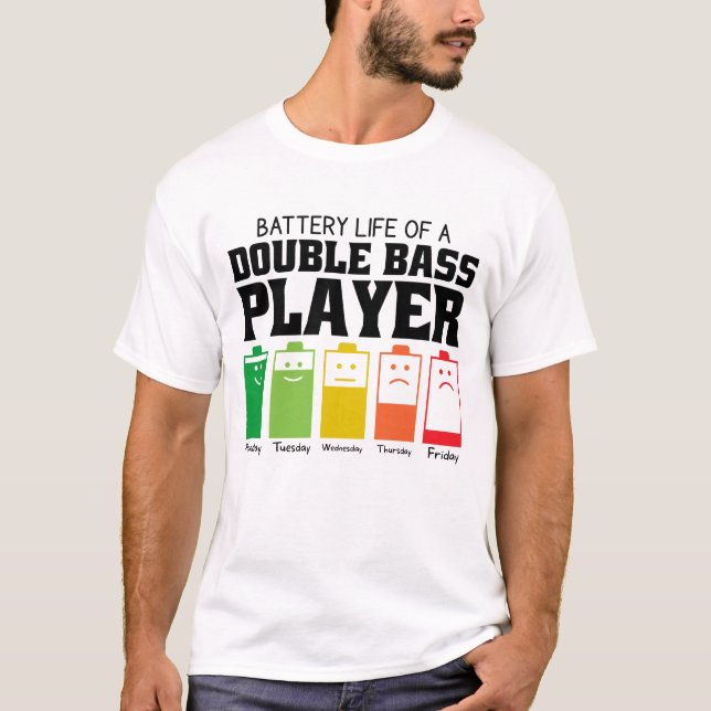 Camiseta Autonomia Da Bateria De Um Jogador De Bass Duplo (Frente)