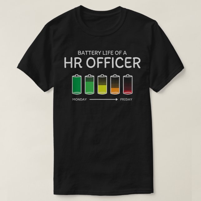 Camiseta Autonomia da Bateria de um Oficial de RH Amigos De (Frente do Design)