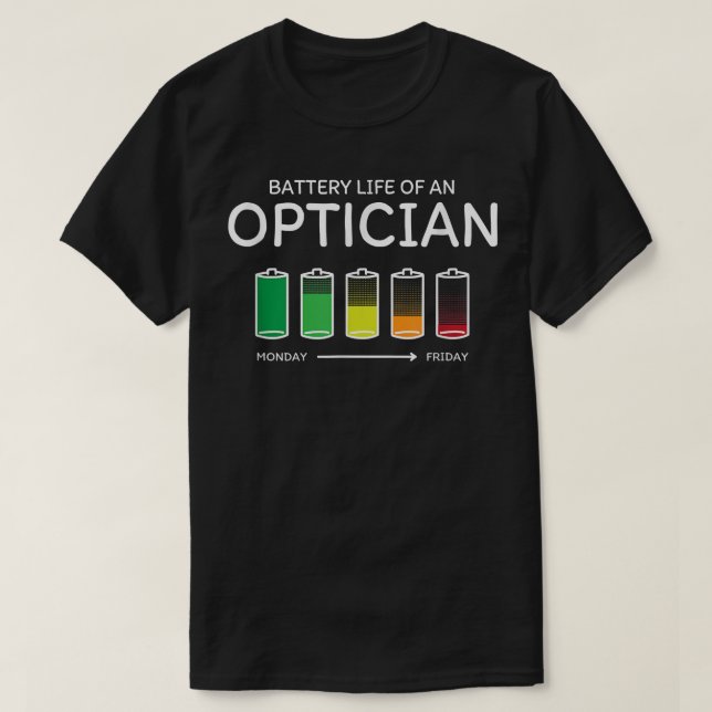 Camiseta Autonomia da bateria de um Optometrista Amigo Opti (Frente do Design)