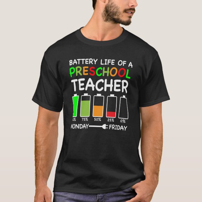 Camiseta Autonomia Da Bateria De Um Professor Pré-Escolar A (Frente)