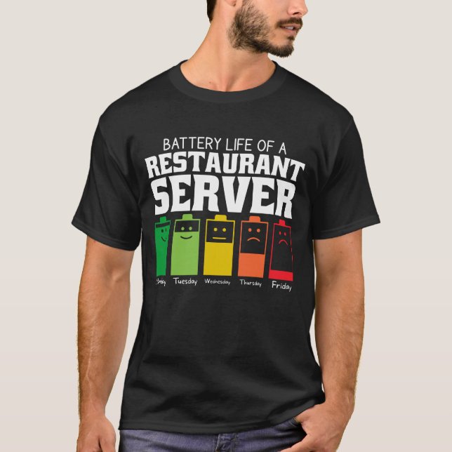 Camiseta Autonomia Da Bateria De Um Servidor Restaurante (Frente)