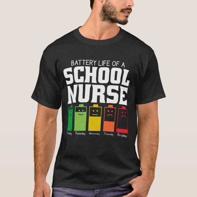 Camiseta Autonomia Da Bateria De Uma Enfermeira Escolar (Frente)