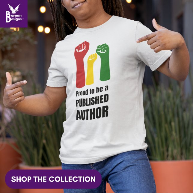 Camiseta AUTOR NEGRO na moda PROUD (Wear this stylish Proud to be a Published Author to celebrate Black Authors Day)