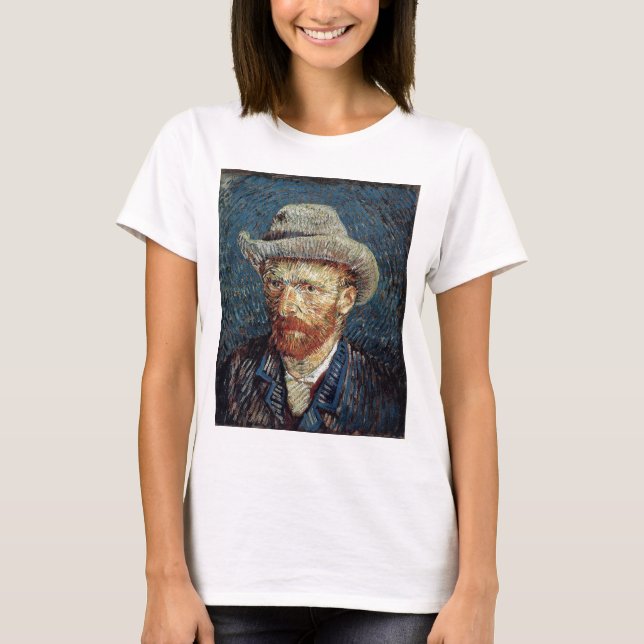 Camiseta Autoretrato de Van Gogh com Cinza Felt Hat (Frente)