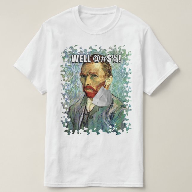 Camiseta Autoretrato engraçado Van Gogh com máscara de mão (Frente do Design)