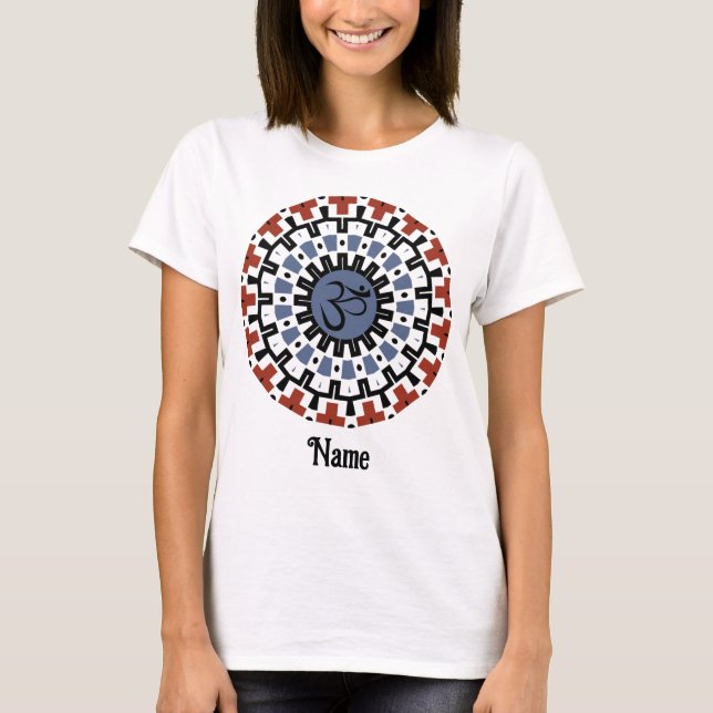 Camiseta Autoria Espiritual Mandala Yoga Om Blue Rust Perso (Frente)
