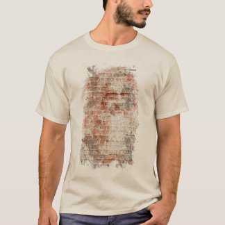Camiseta Autorretrato da Vinci na Parede de tijolos