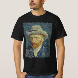 Camiseta Autorretrato de Vincent van Gogh com chapéu de fel