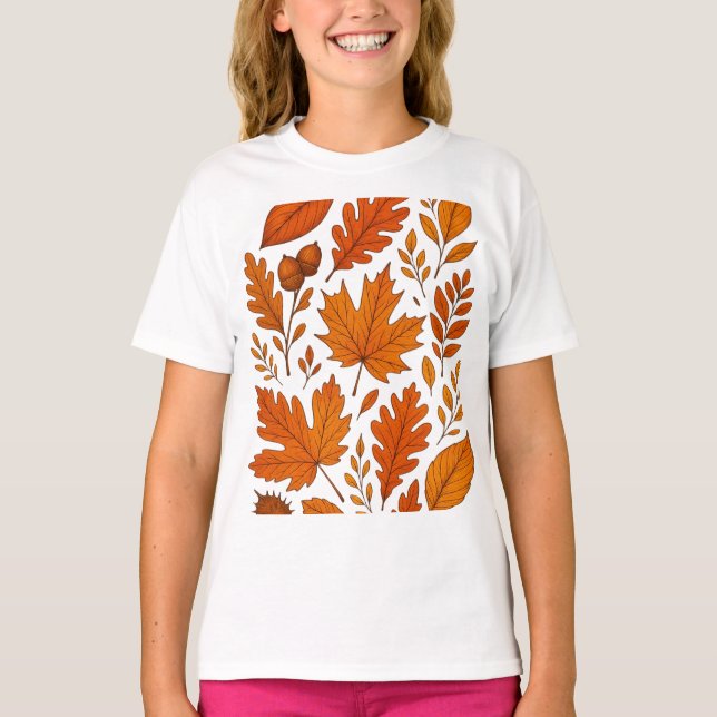 Camiseta Autumn Botanic - Folhas de outono (Frente)