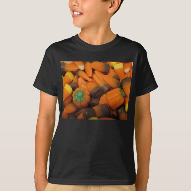 Camiseta Autumn Candy Corn Kids Dark T Shirt (Frente)