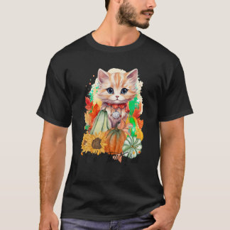 Camiseta Autumn Cat É outono Todos os Pumpkins Autumn Hallo